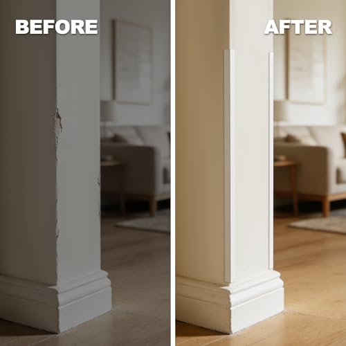 Image of Corner Protectors,2PC Self Adhesive Corner Protectors for Walls, 16In x 1.57in Easy to Install Edge Guard Strip for Drywall,Garage Door,Baseboard, White