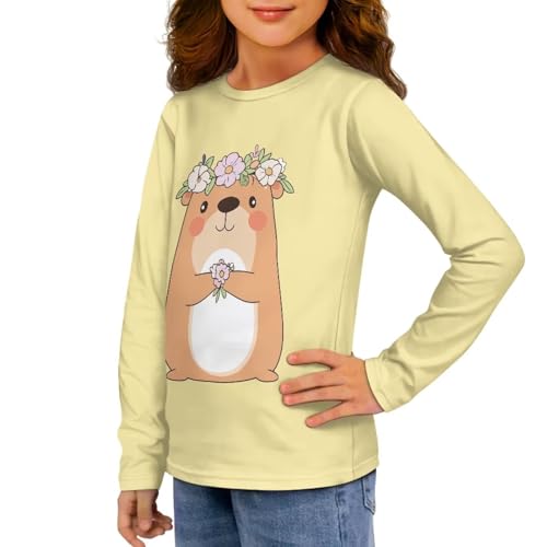 Image of Girls Long Sleeve T Shirt Cute Cartoon Crewneck Shirt for Kids 3-16Y Fall Winter Clothes