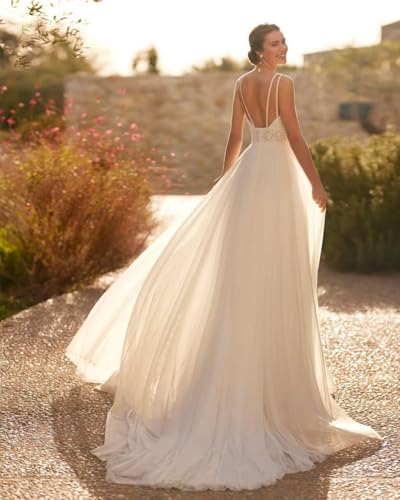 Lace Mermaid Wedding Dress for Bride A Line Tulle Corset Boho Beach Bridal Gown with Long Train 20252