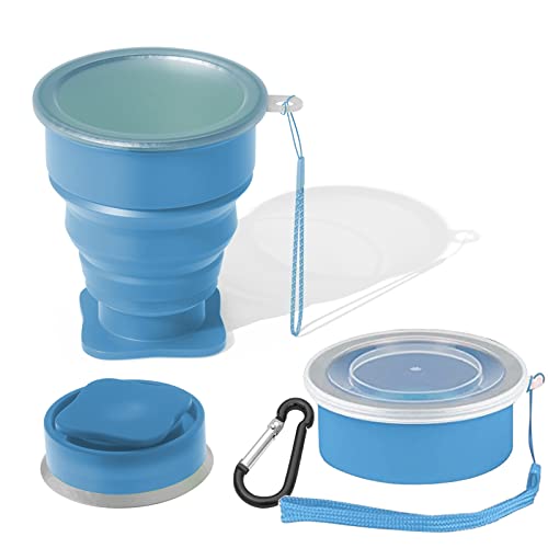 Collapsible Cup - Silicone Foldable Cup-Expandable Folding Drinking Cup -Reusable Portable Mugs Cup For Travel, Camping, Hiking, Survival, Car, Picnic, Beach, Holiday Vacation, Outdoor Sports Blue #TOP7