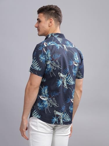 Image of MODERN ELEGANCE Men Slim Fit Navy Small Liberty Floral Printed Casual Shirt