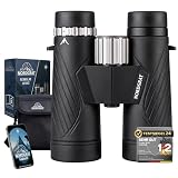 NORDGRAT Fernglas 10x42 für Erwachsene – IPX7 wasserdicht, BAK-4-HD-Prisma, FMC-Linsen, phasenkorrigiert, für Brillenträger geeignet, Stickstofffüllung, inkl. E-Book, schwarz