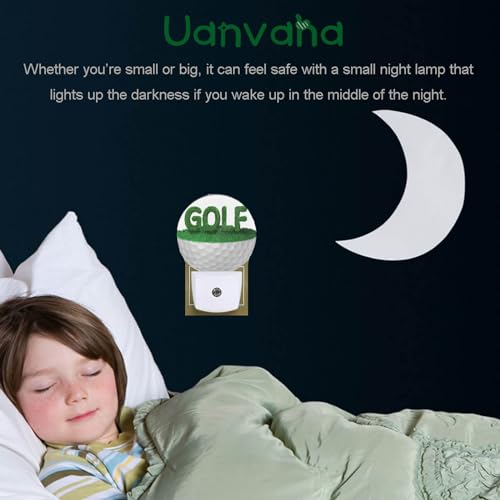 Image of Golf Ball Night Light Half Golf Ball with Grass Golf Course Grassland Night Lights Plug into Wall with Dusk to Dawn Sensor for Boys Men Room Decor & Golfer Gifts