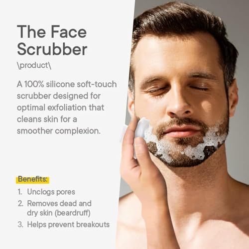 Image of VWMYQ Face Scrubber, Silicone Face Scrubber for Men, Gentle Exfoliator Pad & Massager, Facial Cleansing Brush - Removes Dead & Dry Skin (White, Square)