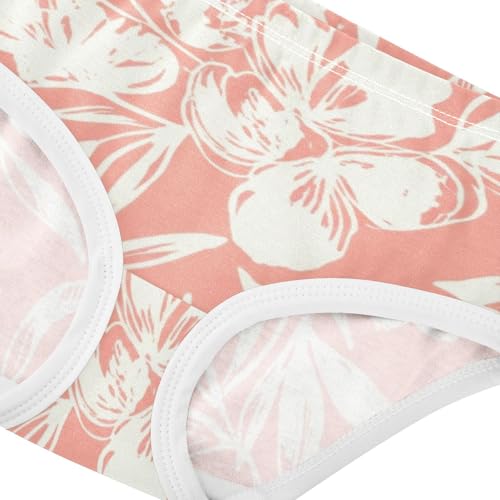 Floral Leaves Peach Pink Girl Panties Cute Toddler Underwear Custom Cotton Animal Briefs Underpants 2t4