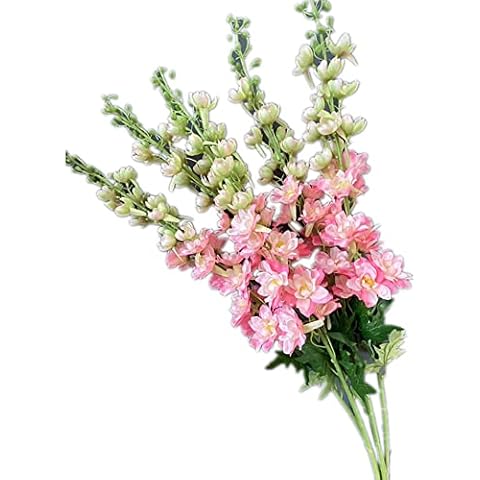 forestmistry 5pcs Artificial Larkspur Flower Stem Silk Delphinium Branch for Wedding Centerpieces Floral Decoration (Pink) Cover