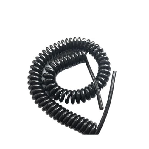 MRVAKDYDI Bobina Retrattile in Filo Elastico multicore, Cavo di Alimentazione telescopico Estensibile a Spirale Nero 24AWG a 2 conduttori 20AWG 17AWG 14AWG(2 cores 17AWG 7.5 Meters Straight)