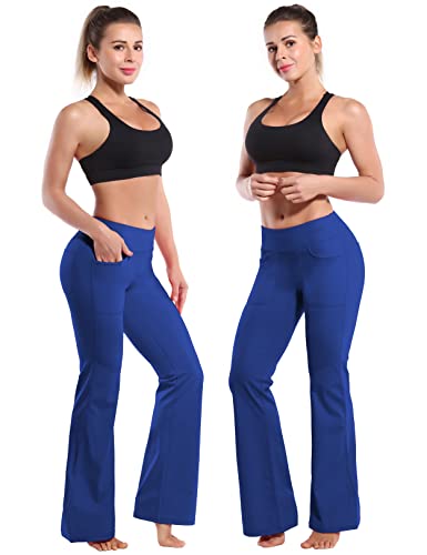 Image of BUBBLELIME 29 inch /31 inch /33 inch /35 inch /37 inch Women High Waist Bootlegs Yoga Pants Tummy Control Bootcut Workout Flared Out Pockets