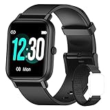 Blackview Smartwatch R3 Herren Damen Fitnessuhr,1,3 Zoll Smart Watch, Armbanduhr mit Pulsmesser Schlafmonitor Musiksteuerung SpO2,Schrittzähler Uhr Sportuhr, Aktivitätstracker für Android iOS,Schwarz