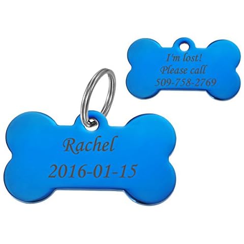 Stainless Steel Pet ID Tags Dog Tags Personalized & Engraved Custom Identification Tag Engraved Front & Back Dog Collar Tag Bone Shape Cover