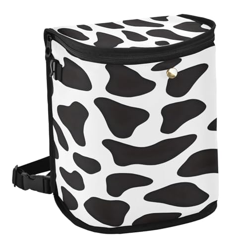 Image of Bolaz Black and White Cow Print Waterproof Car Trash Can Leak Proof Car Trash Bag with Lid Car Garbage Can for Headrest SUV Truck