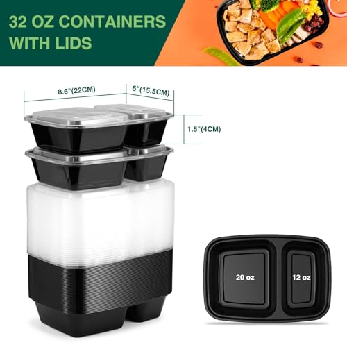 Image of Glotoch Express 300 Pack 32 oz 2-Compartment Meal Prep Containers with Lids