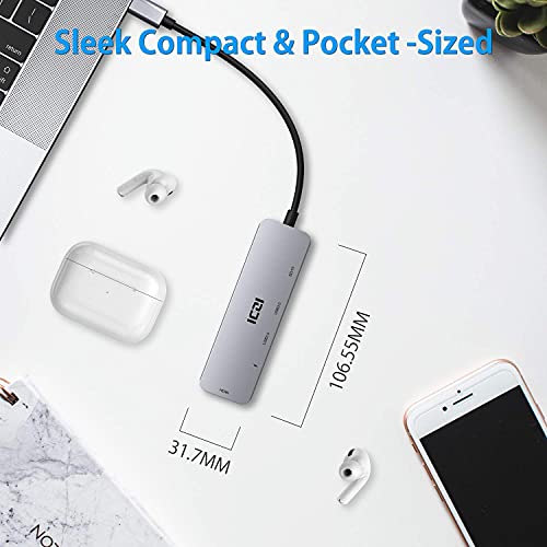 ICZI Hub USB C 6 in 1 USB Type-C Adattatore Porta