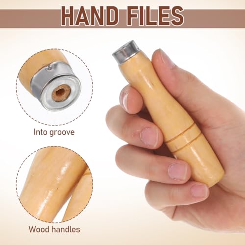 SEWOART 5stüCke Holz Dateigriff Werkzeugmesser Rasp Griff Ersatz Mit Metallkragen FüR Schraubdreher Hand Bohrer Datei Schneiden Werkzeug Handwerk