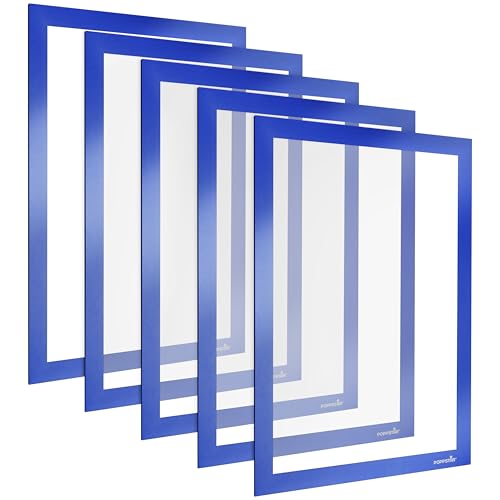 POPPSTAR Marco magnético A4 autoadhesivo con cierre magnético, azul, 5 piezas