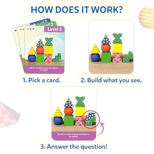 Image of Skillmatics Brain Blocks, 3D Early STEM Building Blocks Game for Kids, Shapes, Balance & Pattern Play, 3 Levels of Challenge Cards, Screen-Free Learning Toy, Gift for Boys & Girls Ages 4, 5, 6, 7
