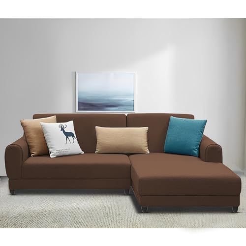 Image of Kraven RHS 4 Seater L Shape Sofa Set for Living Room (Brown Fabric) Premium Fabric Sofa