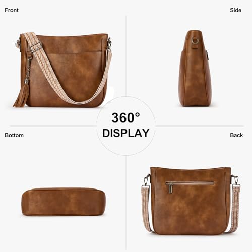 Image of 2PCS /Set Crossbody Bags for Women,Vegan Leather Hobo Purse Wallet For Women Set,Shoulder Bags With 2 Adjustable Strap