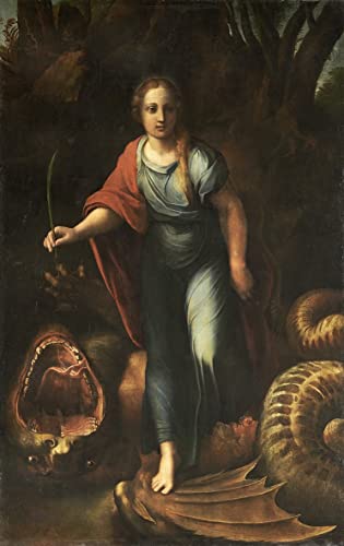 Lienzo decorativo premium de Santa Margarita por Raphael, pintura mural de 60x90cm