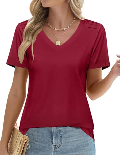 Zeagoo Shirt Damen Sommer V Ausschnitt Kurzarm Oberteile Lässige Lose...