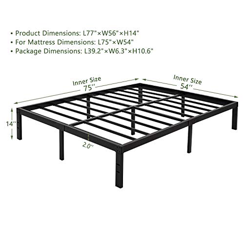 45Minst 14 Inch Platform Bed Frame/Easy Assembly Mattress Foundation / 3000Lbs Heavy Duty Steel Slat/Noise Free/No Box Spring Needed, Full #TOP1