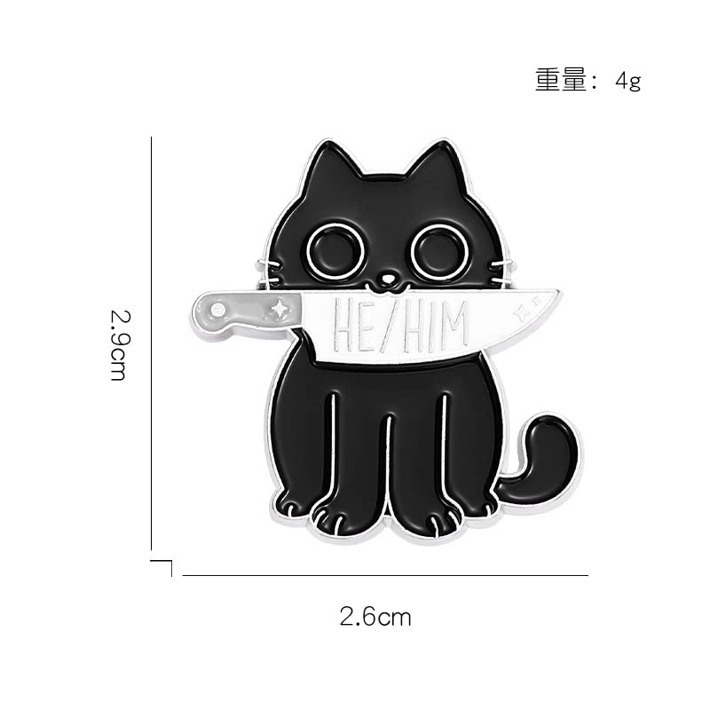 Image of Cute Black Cat LGBTQ Pin Brooches They /He Him /They Them /She Her /He They Gender Identity Bulk Pins for Pride Parade Clothing Backpack Hat Decoration