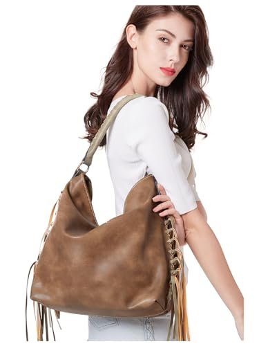 Image of Oversize Hobo Bag for Women Boho Purses and Handbags Fringe Big 2 In 1