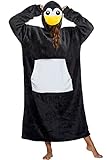 Tragbare Decke Sweatshirt für Damen Oversized Decken Hoodie mit ärmeln und Kapuze Pyjama Weich Warm Bequem Kuscheldecke mit Tasche Geeignet Kapuzenpullover für Erwachsene, Herren Frauen (Pinguin)