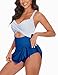 MFAVIP One Piece Swimsuit Women Tummy Control Swim Dress Sexy Criss Cross Tie Back Bathing Suit Blue Striped