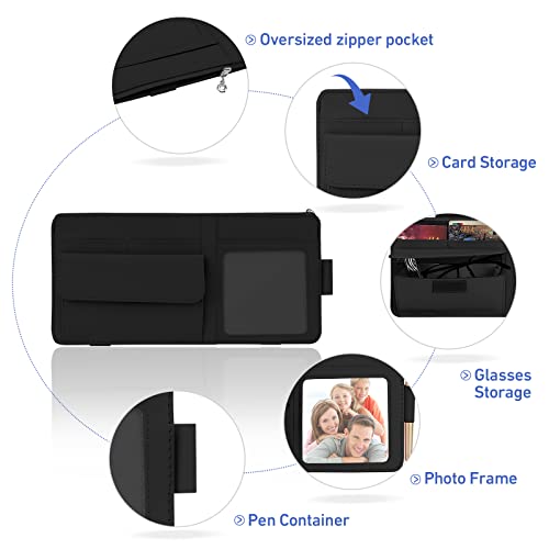 Car Sun Visor Organizer, Visor Organizer Storage Pouch with Picture Frame and Sunglasses Holder, Practical Car Accessory for Organizing Essentials - Black by charleskeith - Image 7