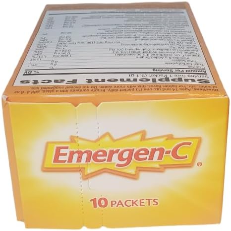 Emergen-C Dietary Supplement with 1000mg Vitamin C (Super Orange Flavor, 0.32 Ounce each, 30 count (Pack of 3-10 packs)
