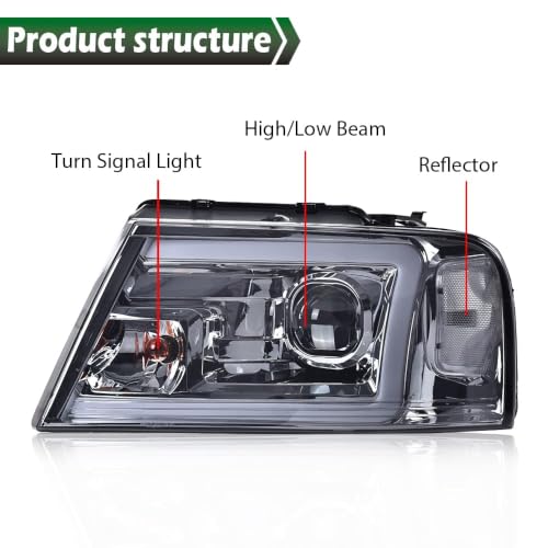 Image of GRAND ORANGE LED DRL Headlights Fit Ford F150 2004 2005 2006 2007 2008