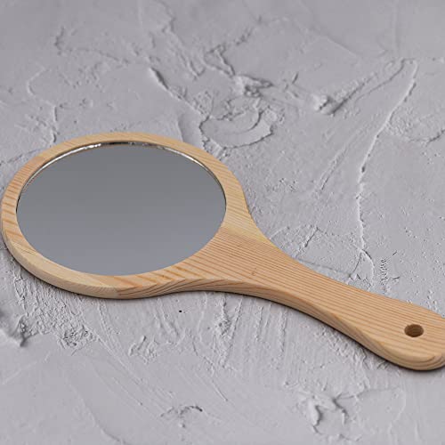 Ychmir Travel Mirror Hand Mirror Hand Mirror For Women Solid Wood Frame Hand Mirror Round 6.6 X 12 Inch #TOP1