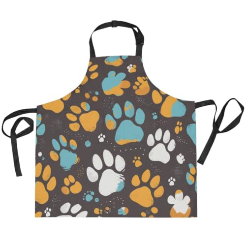 Tablier de bavette empreintes de pattes colorées imperméable pour la cuisson