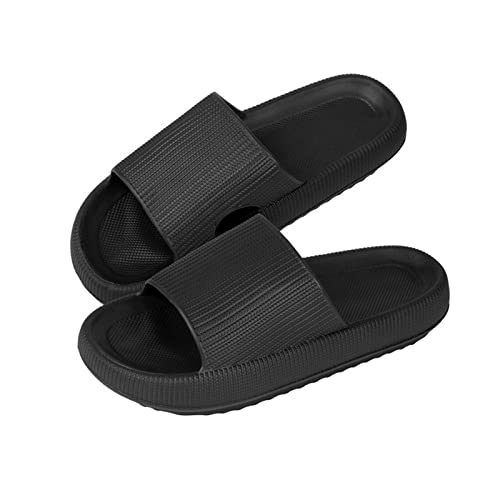 QULIT Bathroom Sandals Comfort Summer Slippers Indoor Women's Slide Sandals Non Slip Thick Sole Men's Sandals Home Light Beach Shoes,black-43 44