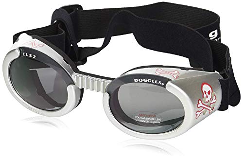 Doggles Dog Goggles ILS Skull and Cross Bones Frame / Smoke Lens Large