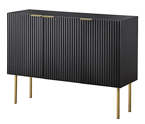 Target Marketing Systems Tacoma Mid Century Modern 3 Door Sideboard Cabinet, Black #TOP27