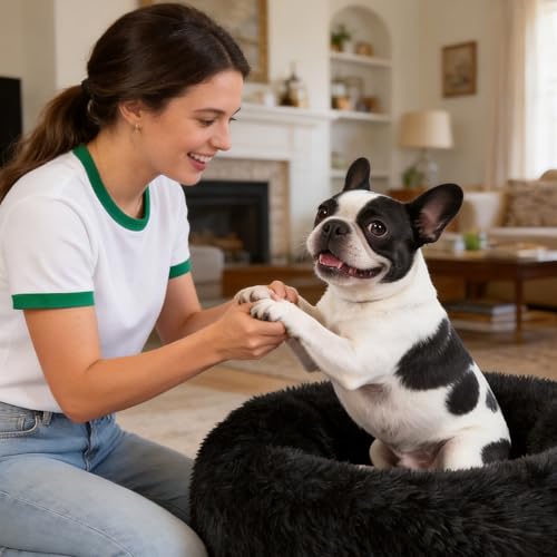Image of Dog Calming Beds for Medium Large Dogs Round Donut Washable Anxiety Dog Bed