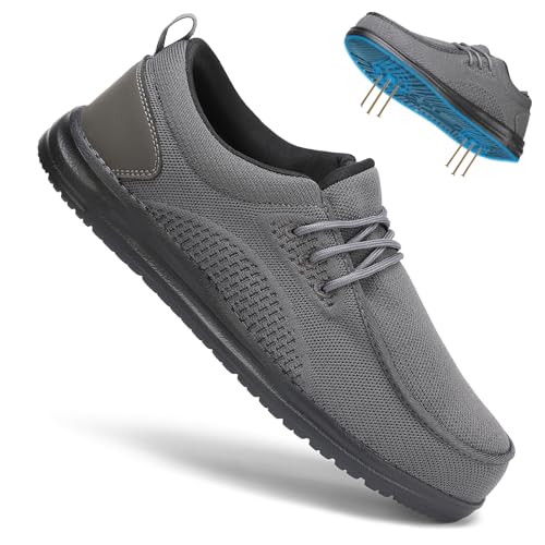 Image of VikoViren Slip On Steel Toe Shoes Men Loafers Safety Work Sneakers | Non Slip, Puncture Proof, Lightweight, Comfortable, Breathable, Indestructible Loafers Construction Shoes, Tennis, Casual