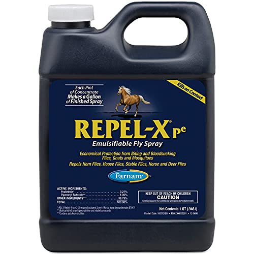 Farnam Repel-X pe Emulsafiable Fly Spray for Horses, Concentrate, 32 Ounces