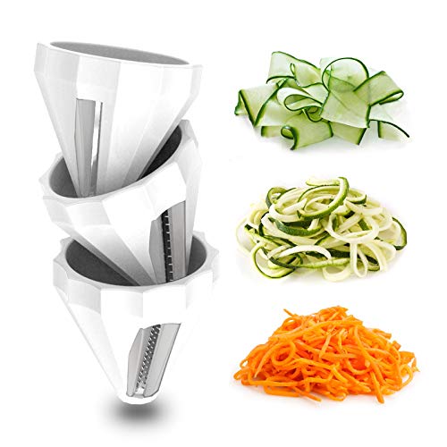 Spiralschneider Gemüse, 3er Set Zucchini Spaghetti Schneider Fasten Schneiden, Einfache Reinigung Zoodle Maker, Gemüsenudeln Spiralschneider für