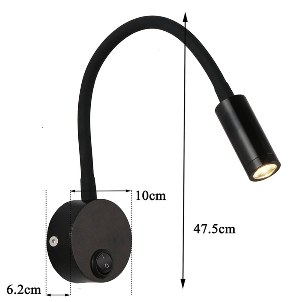 ULTECHNOVO Lámpara De Pared Led Flexible Para Lectura Con Cuello De Cisne Luz Led Para Cabecero De Cama Diseño Vintage Industrial Para Dormitorio Sala De Estar 15.74X2.44X1.10 Pulgadas