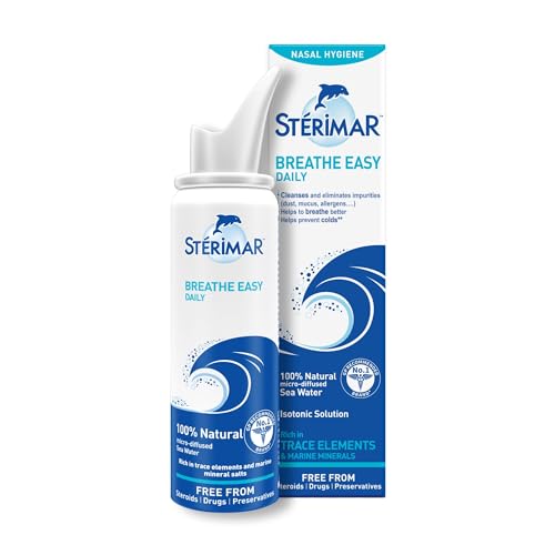 Sterimar Breathe Easy Daily Nasal Spray Gentle Nasal Hygiene Cleanses Impurities 100% Natural Sea Water Free from Steroids Drug & Preservative For Adults & Children 3+ 100 ml