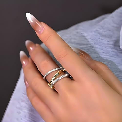 Elegant Stackable Rings for Women 18k Gold Plated Non-Tarnish, Dainty Cubic Zirconia CZ Knuckle Rings Set, Minimalist Jewelry Gift for Wedding Anniversary Everyday Wear3