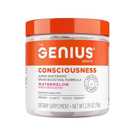 Genius Consciousness, Super Nootropic Brain Supplement Powder, Watermelon - Boost Focus, Cognitive Function, Concentration & Memory Booster - Alpha GPC & Lions Mane Mushroom for Neuro Energy & IQ