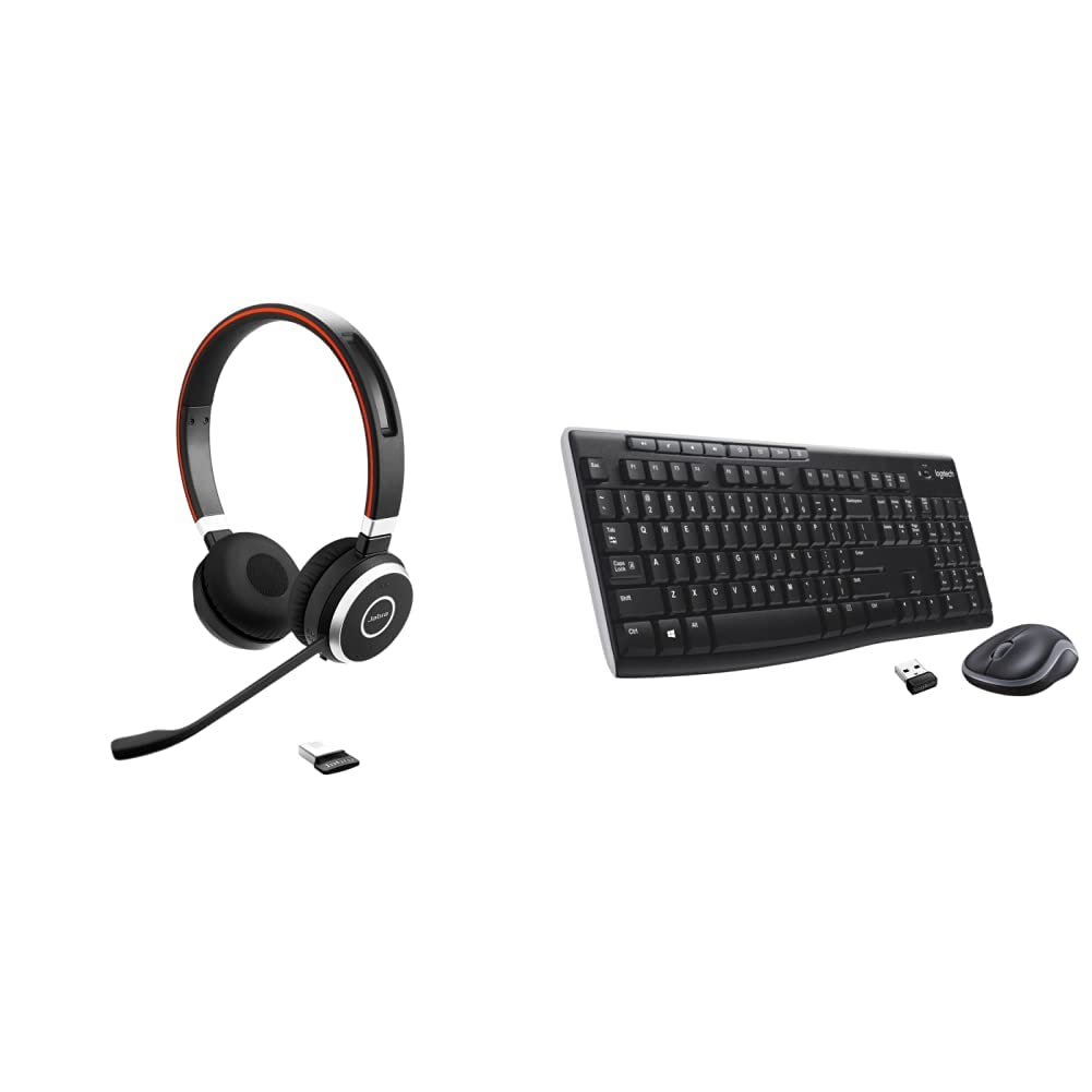 Buy Jabra Evolve 65 Wireless Stereo OnEar Headset Black & Logitech MK270 Wireless Keyboard