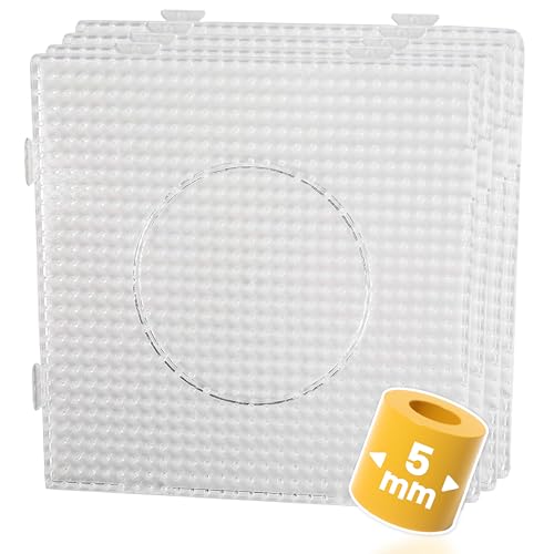 Smowo® Lot de 4 plaques de perles à repasser - Plaques carrées et transparentes - À emboîter avec des plaques à broches - 14,5 x 14,5 cm.