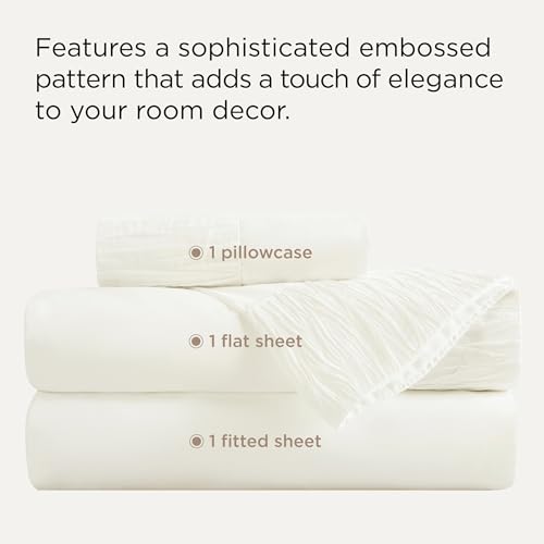 Image of Bedsure Twin XL Sheets Dorm Bedding - 3 Pieces Soft Extra Long Twin Sheets, Breathable & Cooling Bed Sheets Set, Oeko Tex, Easy Care Microfiber for Women, Men, Ivory
