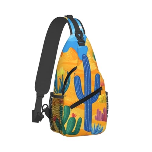 Mochila tipo bandolera con patrón cactus para mujer y hombre miniatura 2