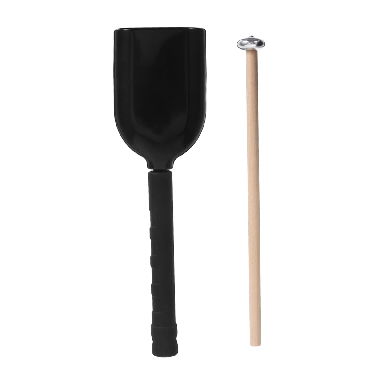 OFFSCH Handheld Percussion Cowbell with Stick Durable Plastic Noise Maker for Adults for Schools Bands Sports Events and Musical Performances Comfortable Grip Design